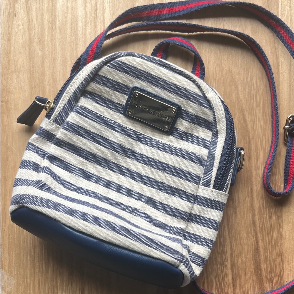 Tommy Hilfiger Navy and Cream Striped Backpack